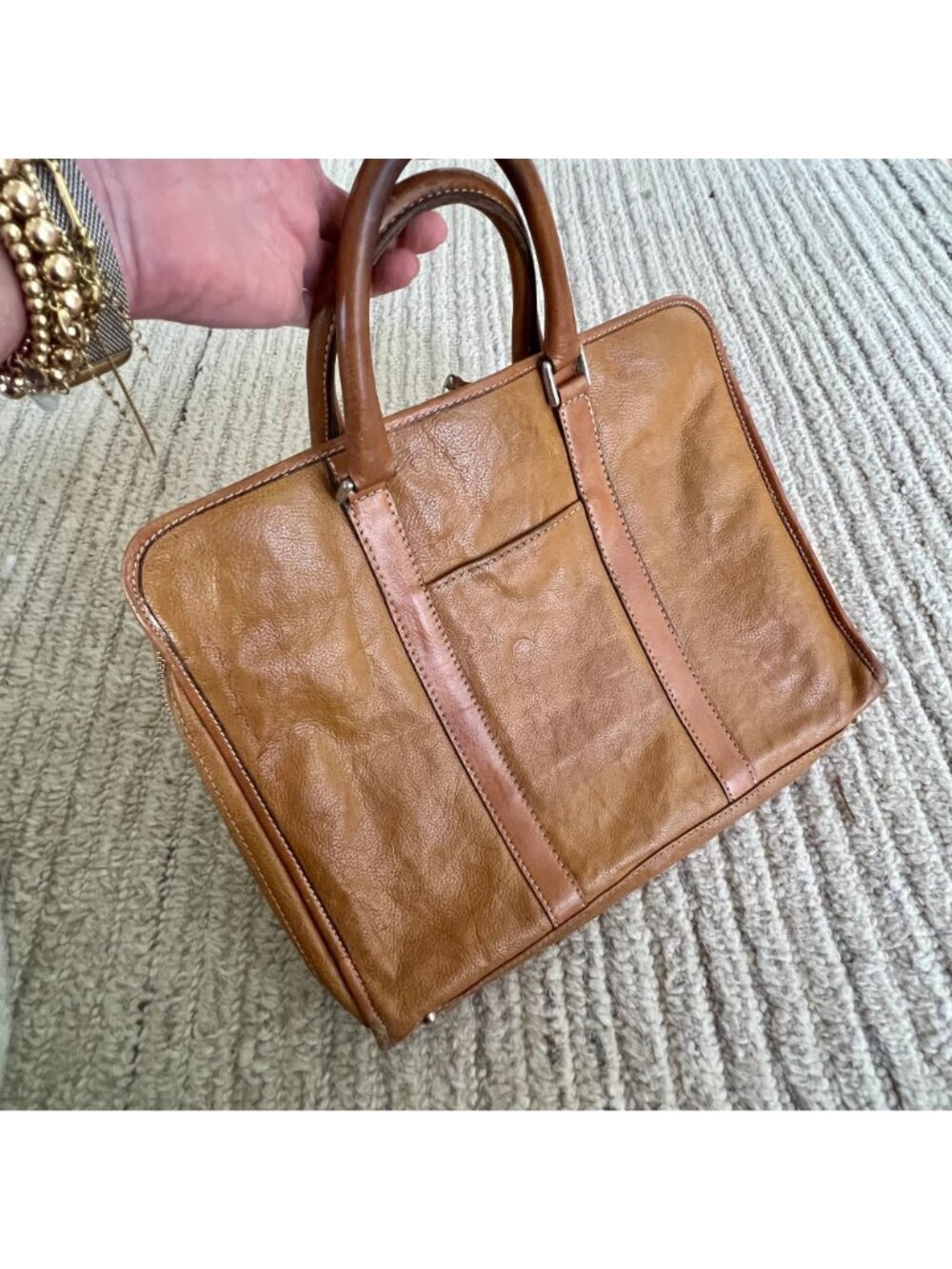 Vintage Artisan Leather Briefcase Unisex Full Grain Patina Bag Filson Academia - Picture 13 of 16
